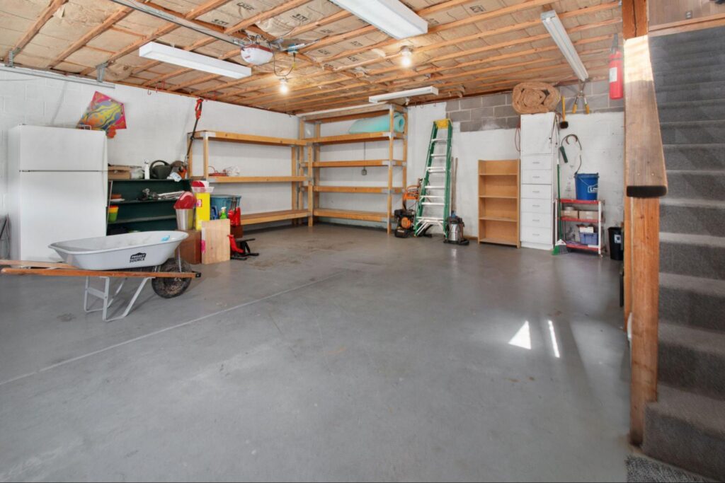 A dry, organized basement, the kind of space wet basement repair makes usable.